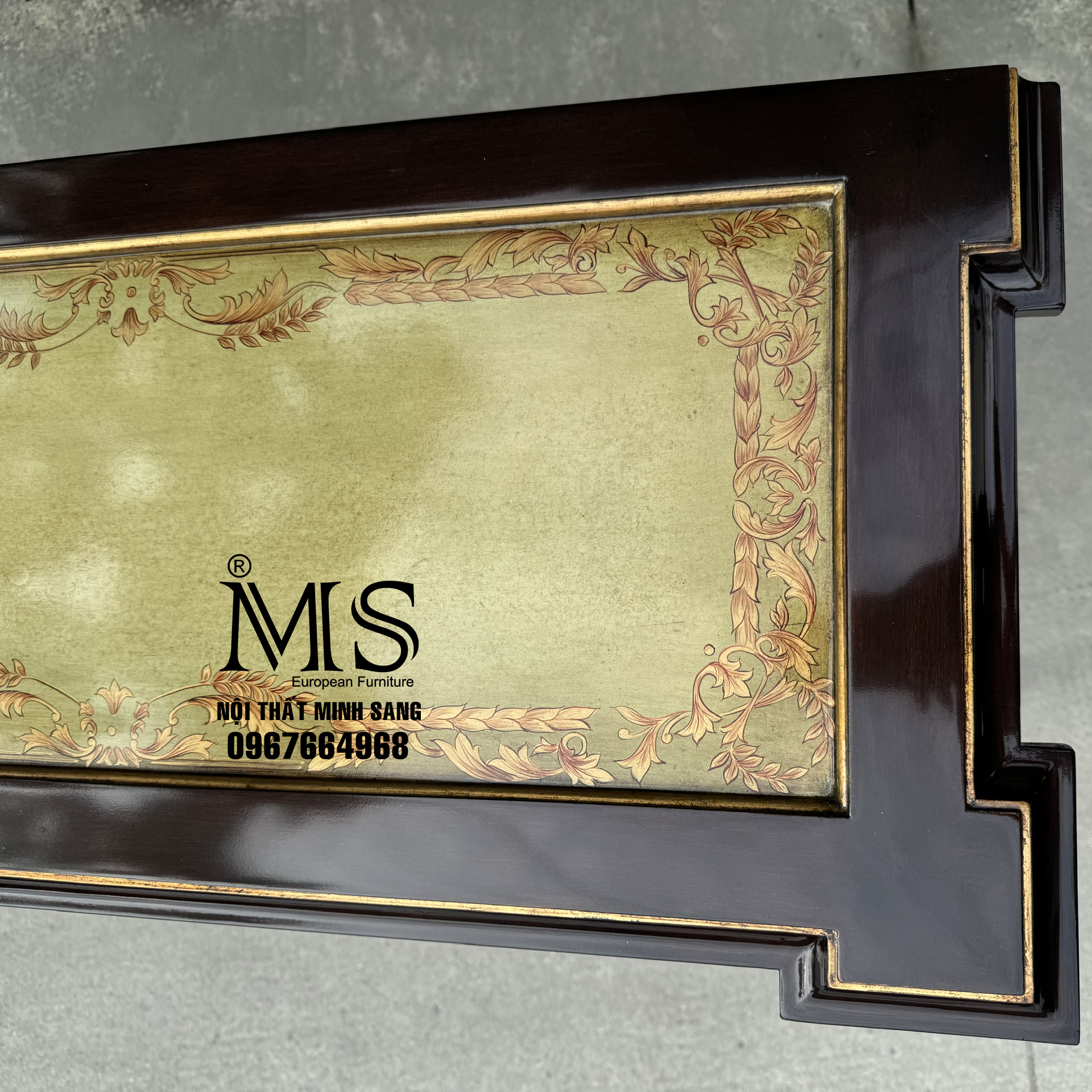 Bàn console xanh rêu cổ điển trang trí tiền sảnh tinh tế