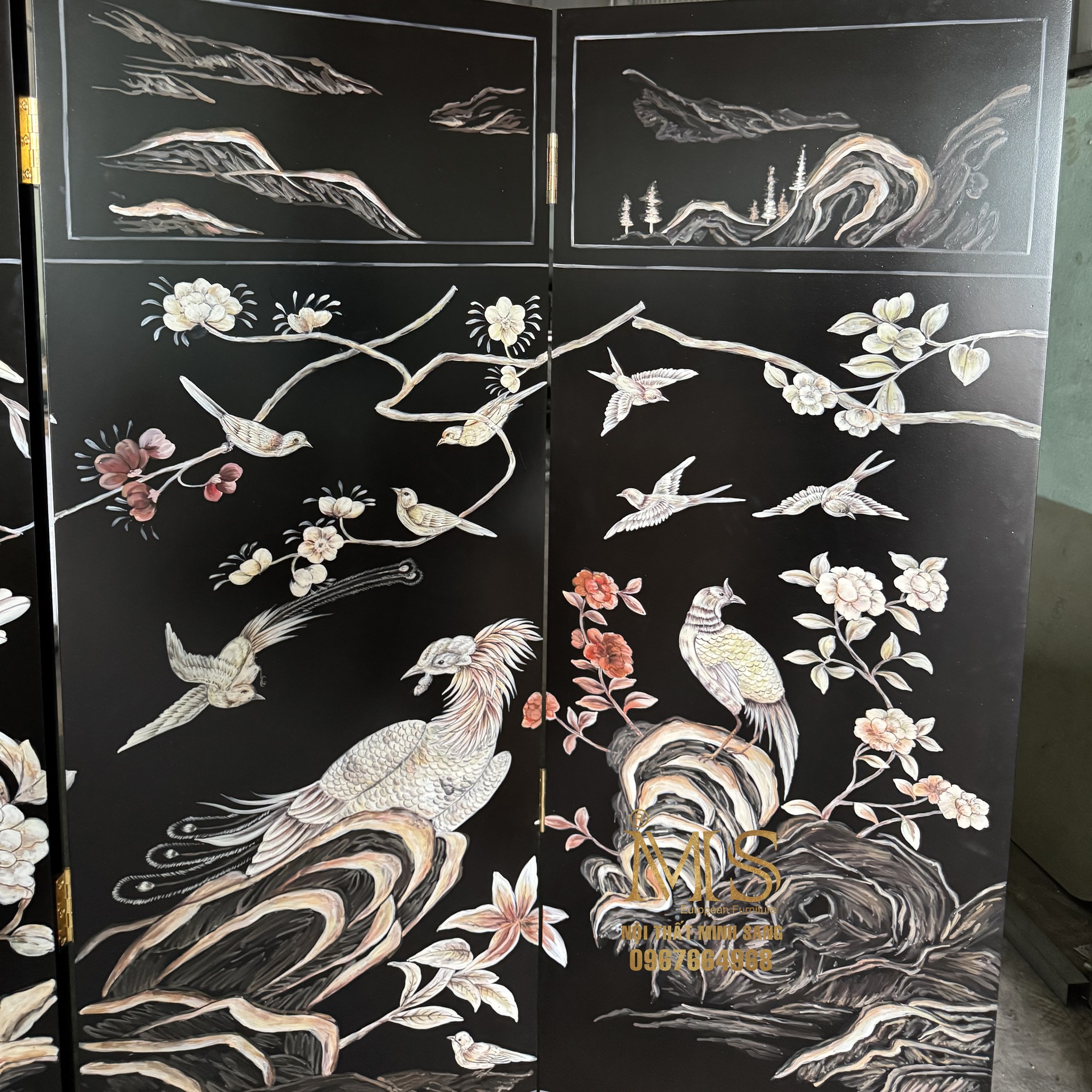 Chi tiết bình phong 04 tấm Coco Chanel tinh tế và thanh lịch