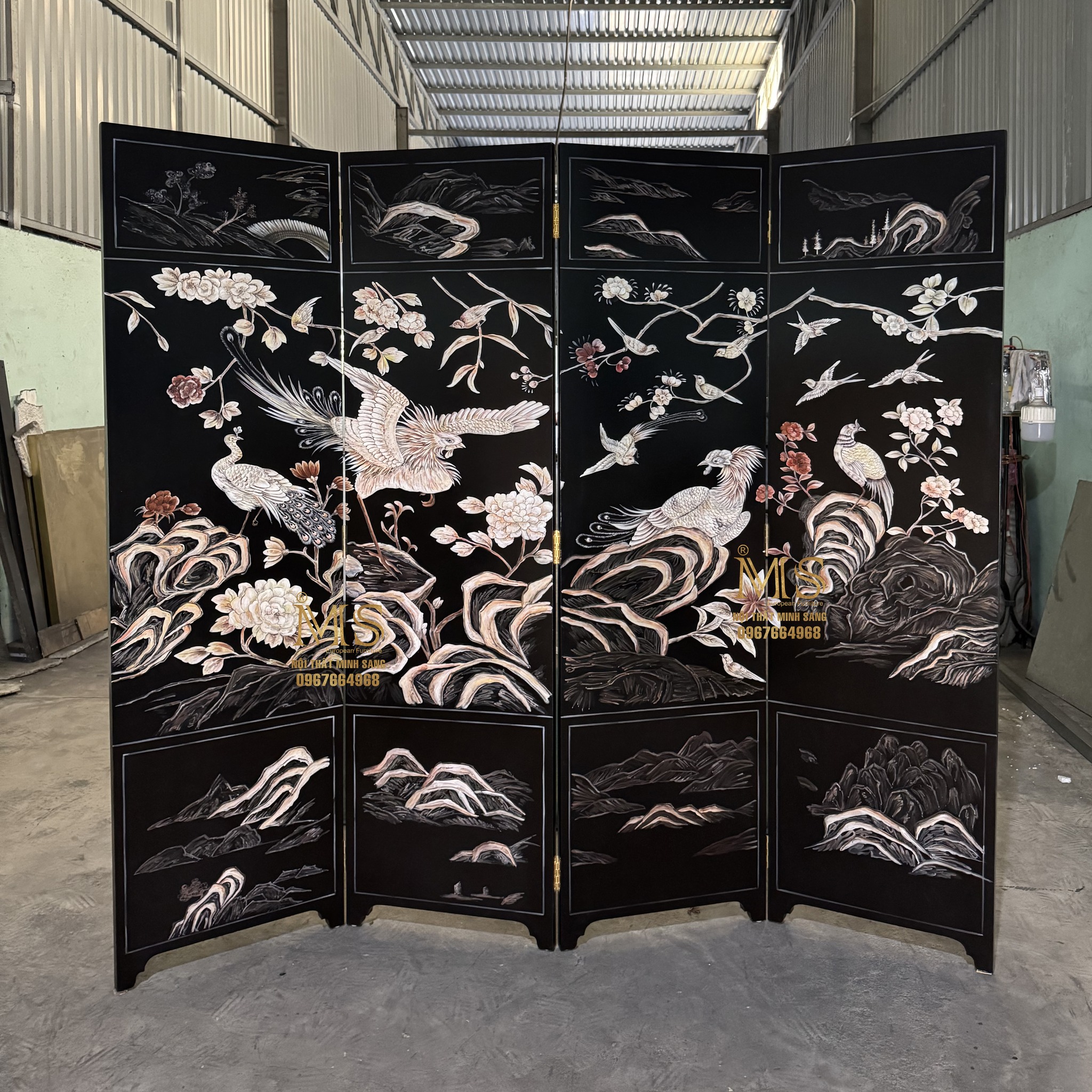 Bình phong 04 tấm Coco Chanel – Nội thất Minh Sang