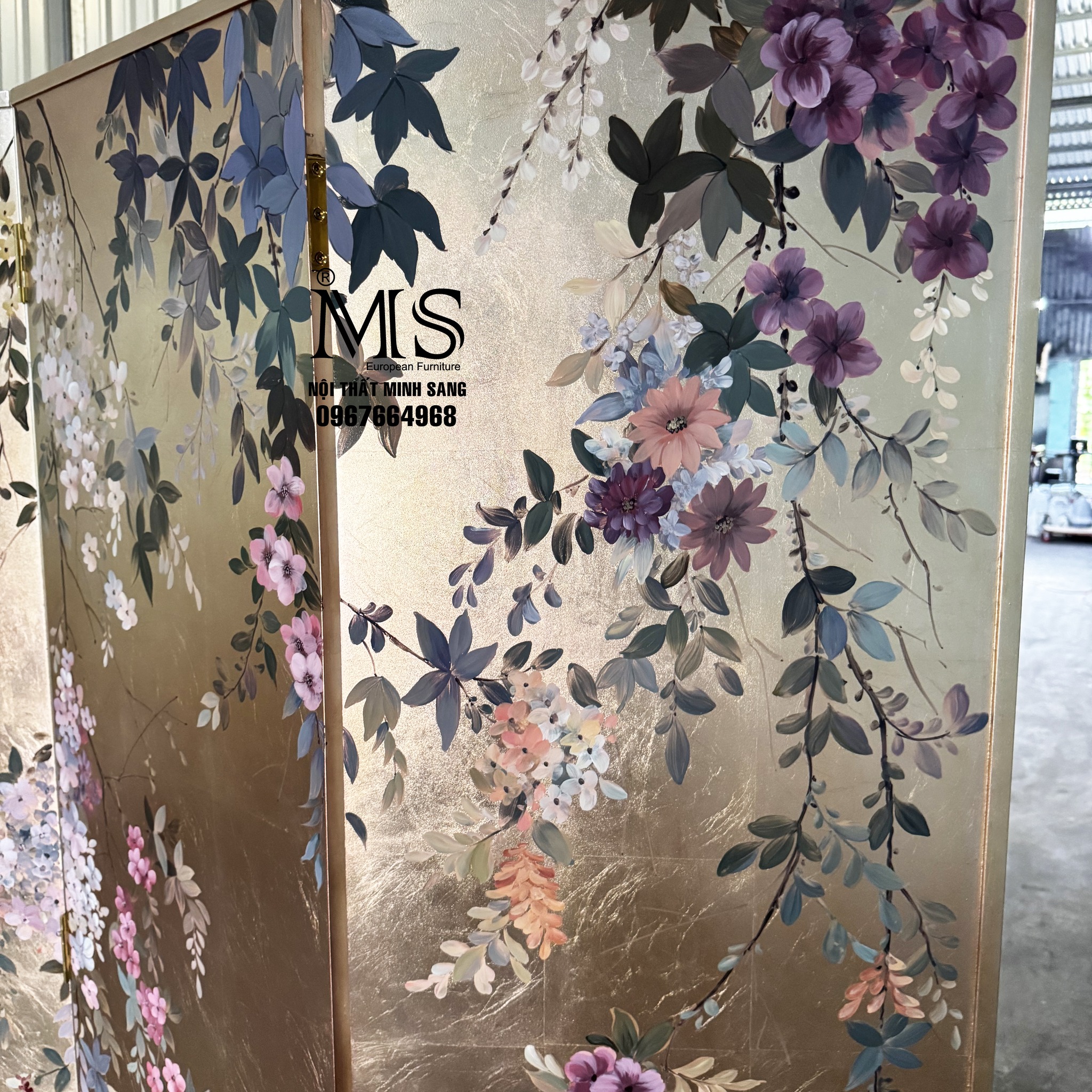 Bình phong dát bạc sang trọng dành cho phòng khách