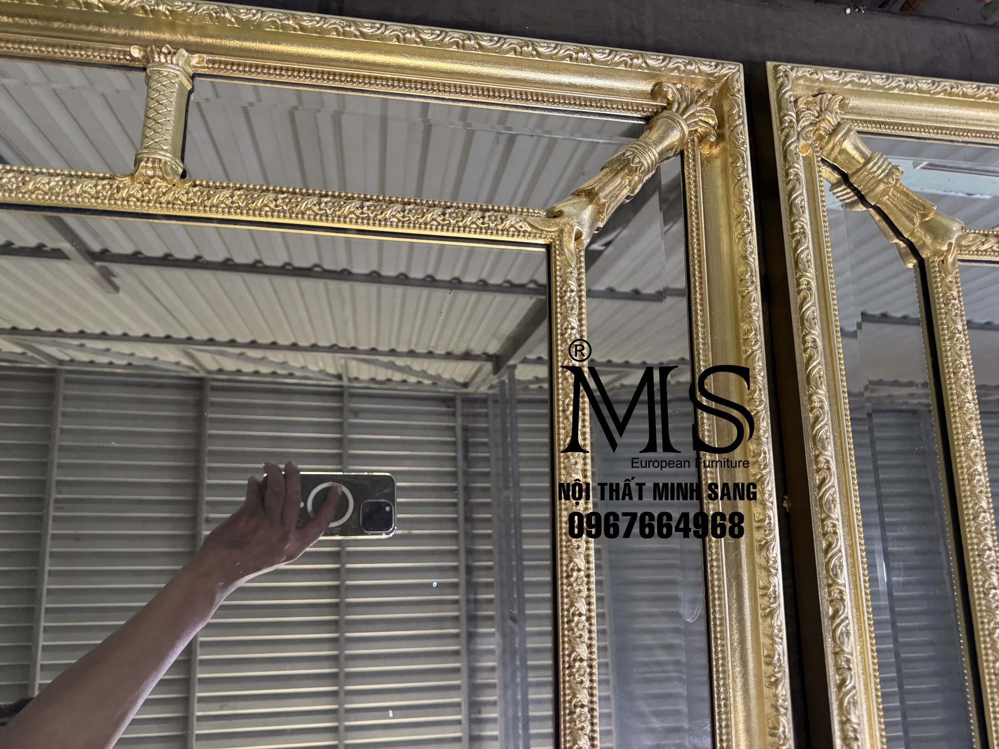 Cặp gương soi dát bạc phong cách châu Âu cổ điển hiện đại