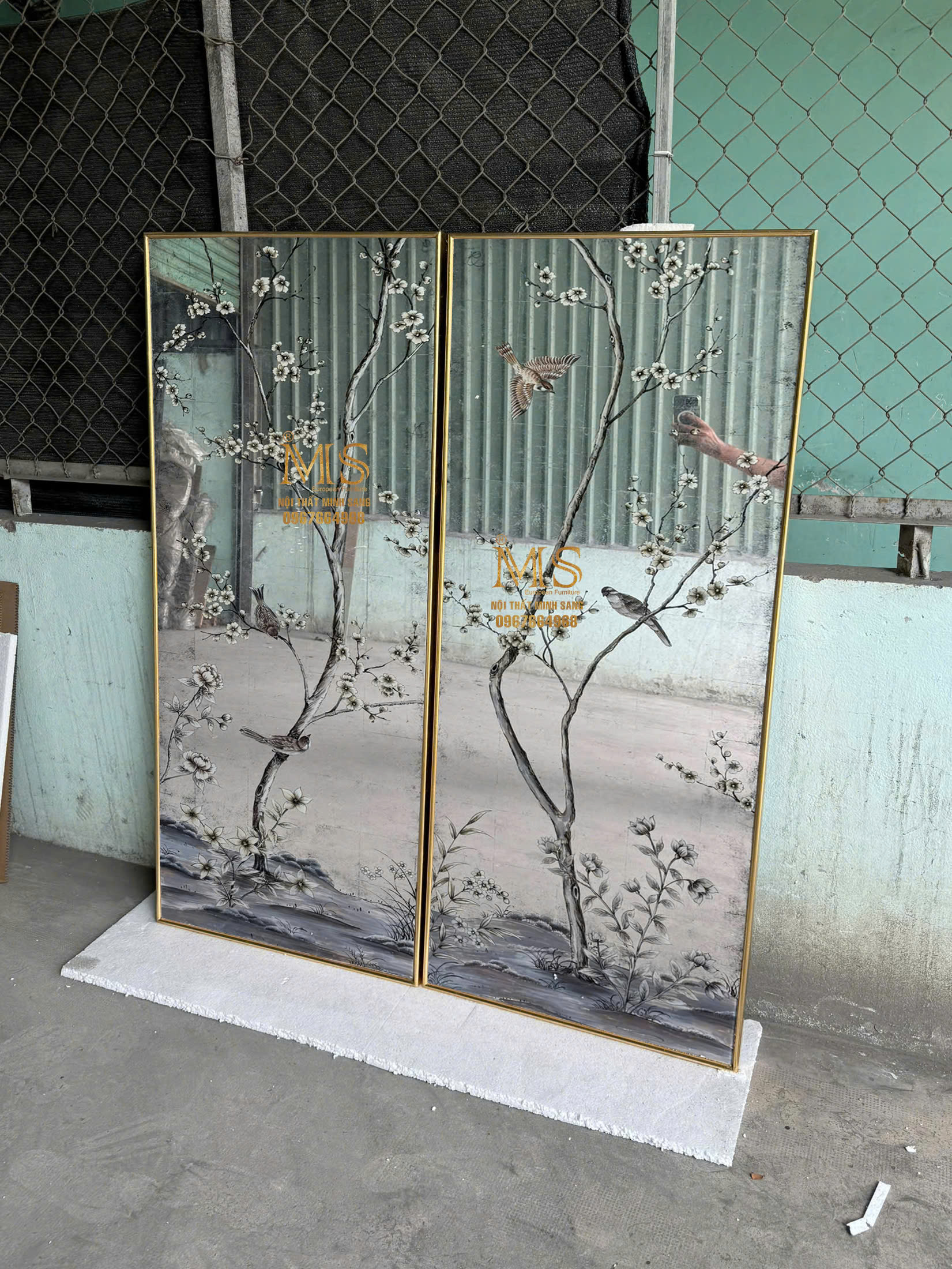 Tranh nghệ thuật kính vẽ ngược, Nội thất Minh Sang, tinh xảo và sang trọng