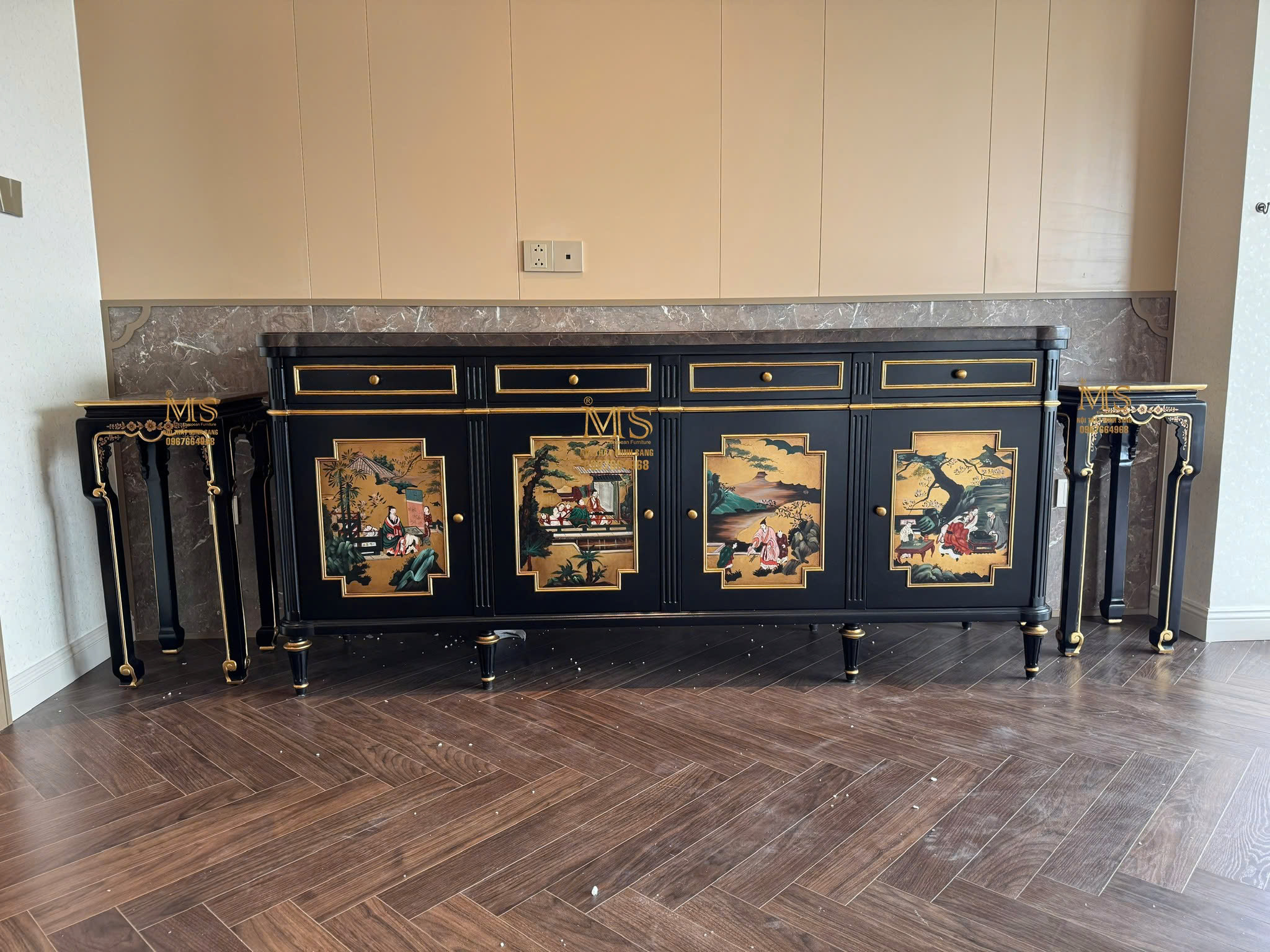 Tủ chinoiserie cao cấp dùng cho phòng khách sang trọng