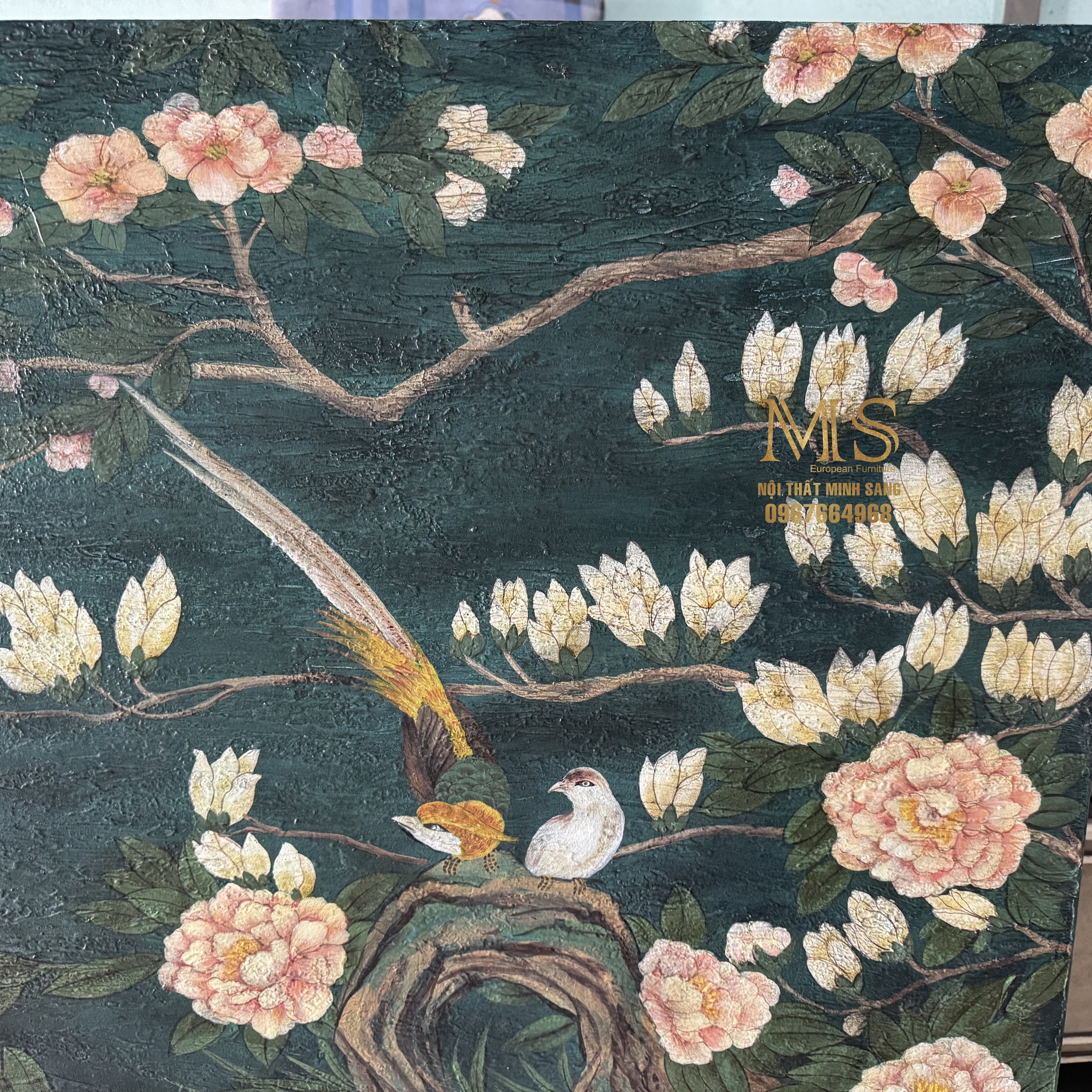 Tranh nghệ thuật xanh rêu tinh tế trang trí phòng khách