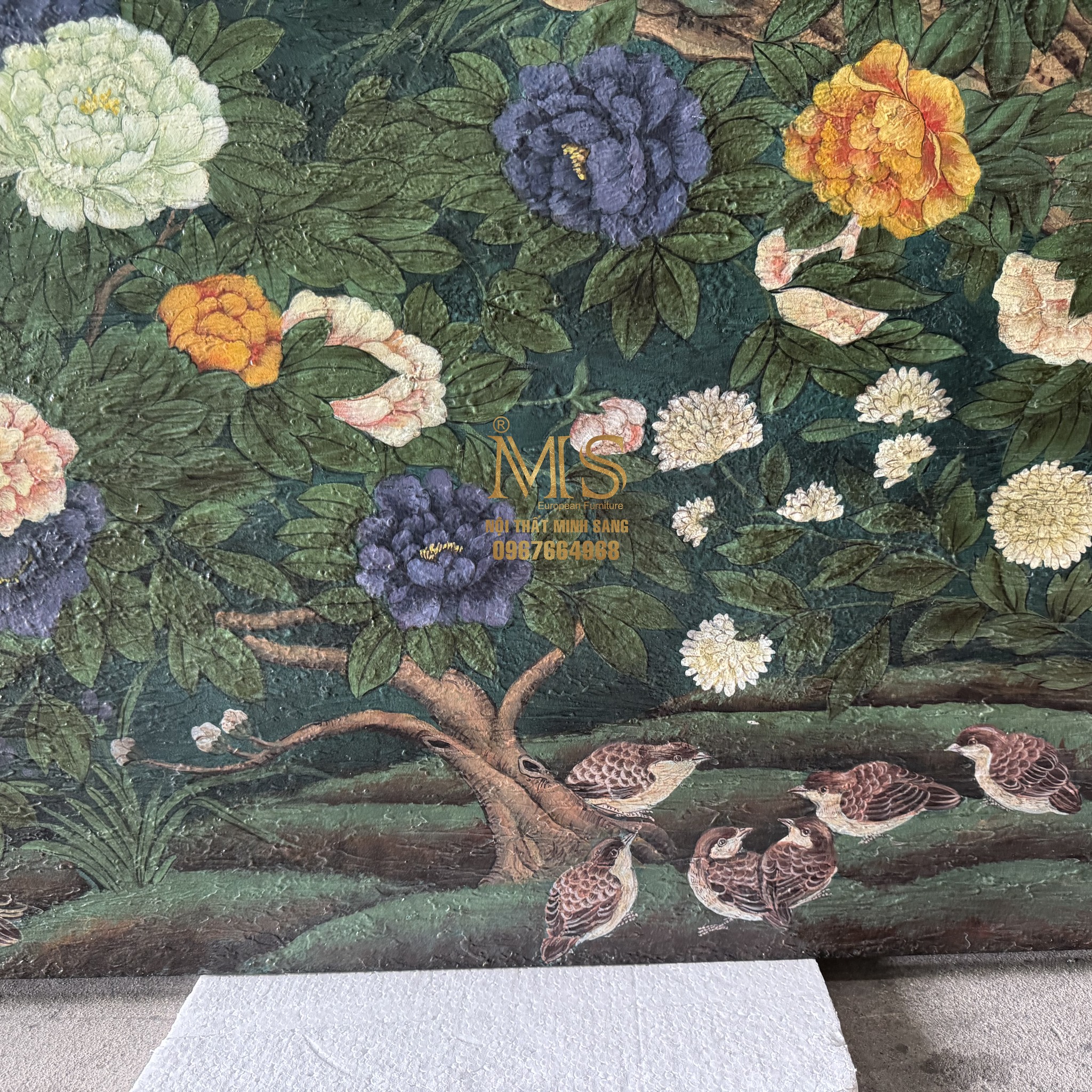 Tranh cổ giả nền gồ ghề cao cấp cho phòng khách và sảnh