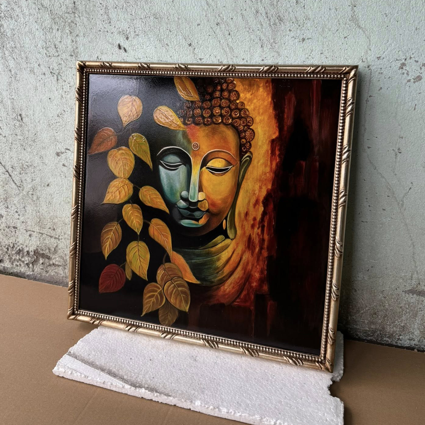 Tranh Phật Nội thất Minh Sang vẽ tay trên nền dát lá đồng cao cấp