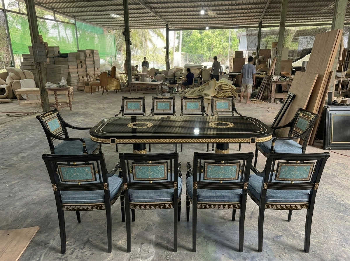 Bàn ăn Mariner 2m4 10 ghế Lavinia sang trọng