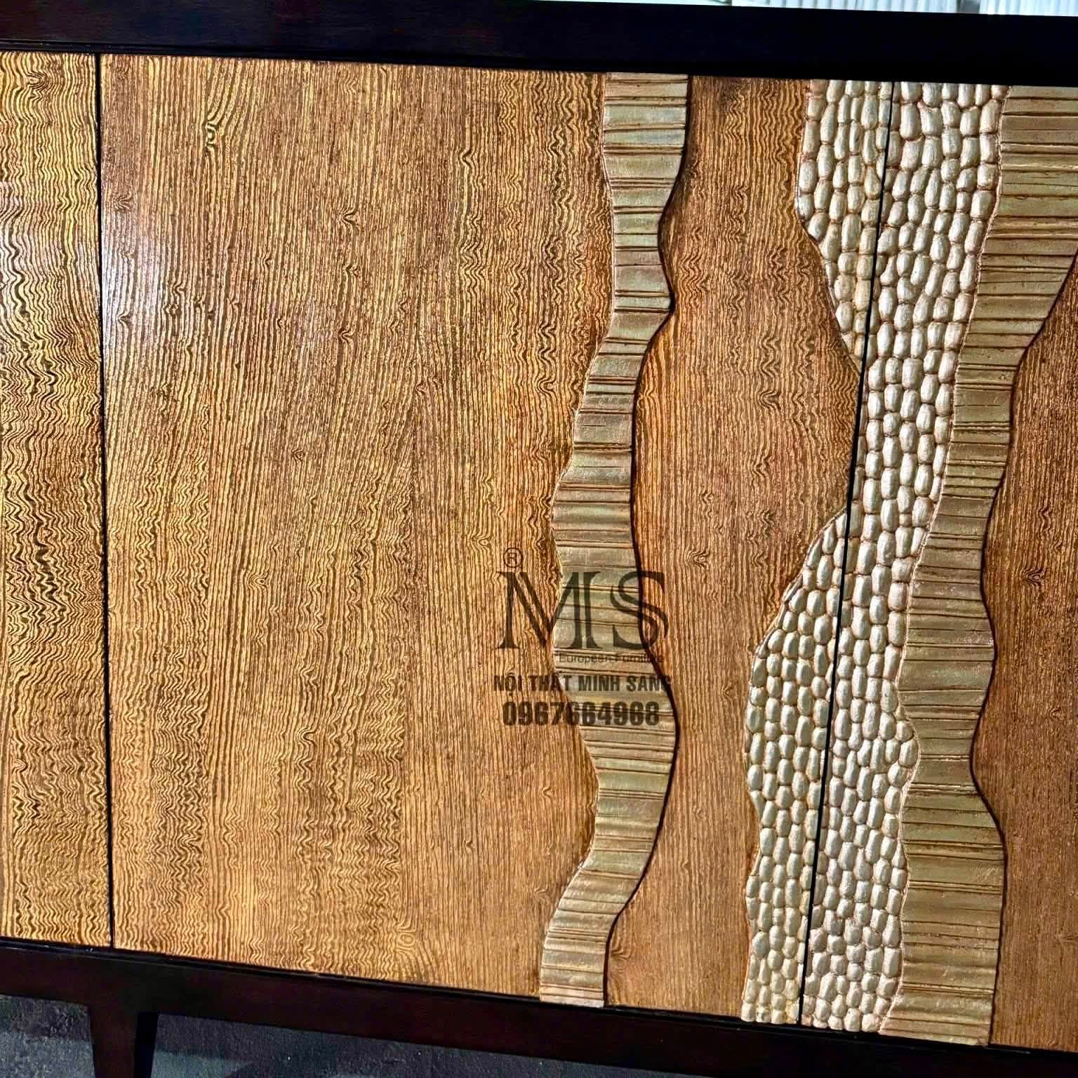 Tủ veneer Goldwave vàng son dát bạc lau màu Nội thất Minh Sang