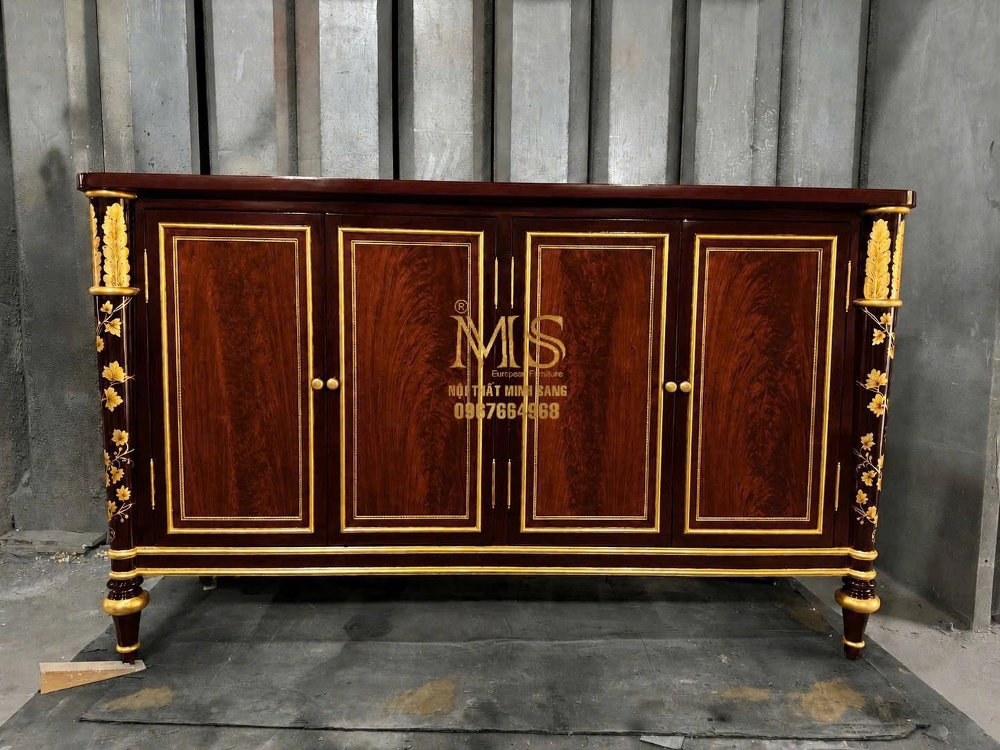 Tủ veneer màu walnut với vân gỗ tự nhiên đẹp tinh tế