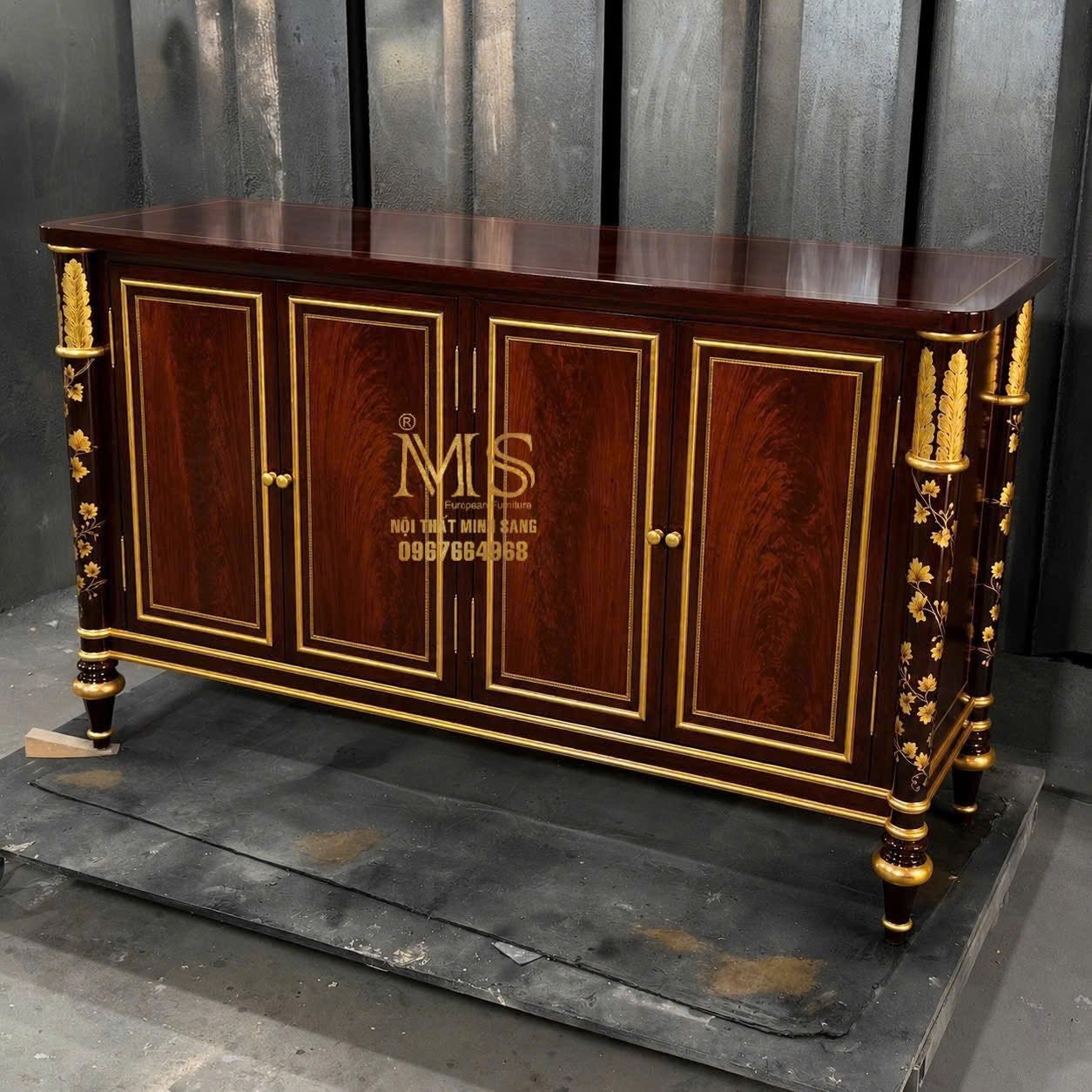 Tủ gỗ veneer walnut Nội thất Minh Sang dành cho biệt thự cao cấp