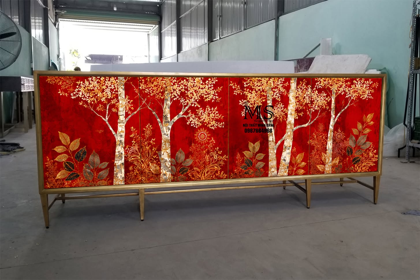 Tranh sơn mài đầm sen Nội thất Minh Sang trang trí không gian sang trọng
